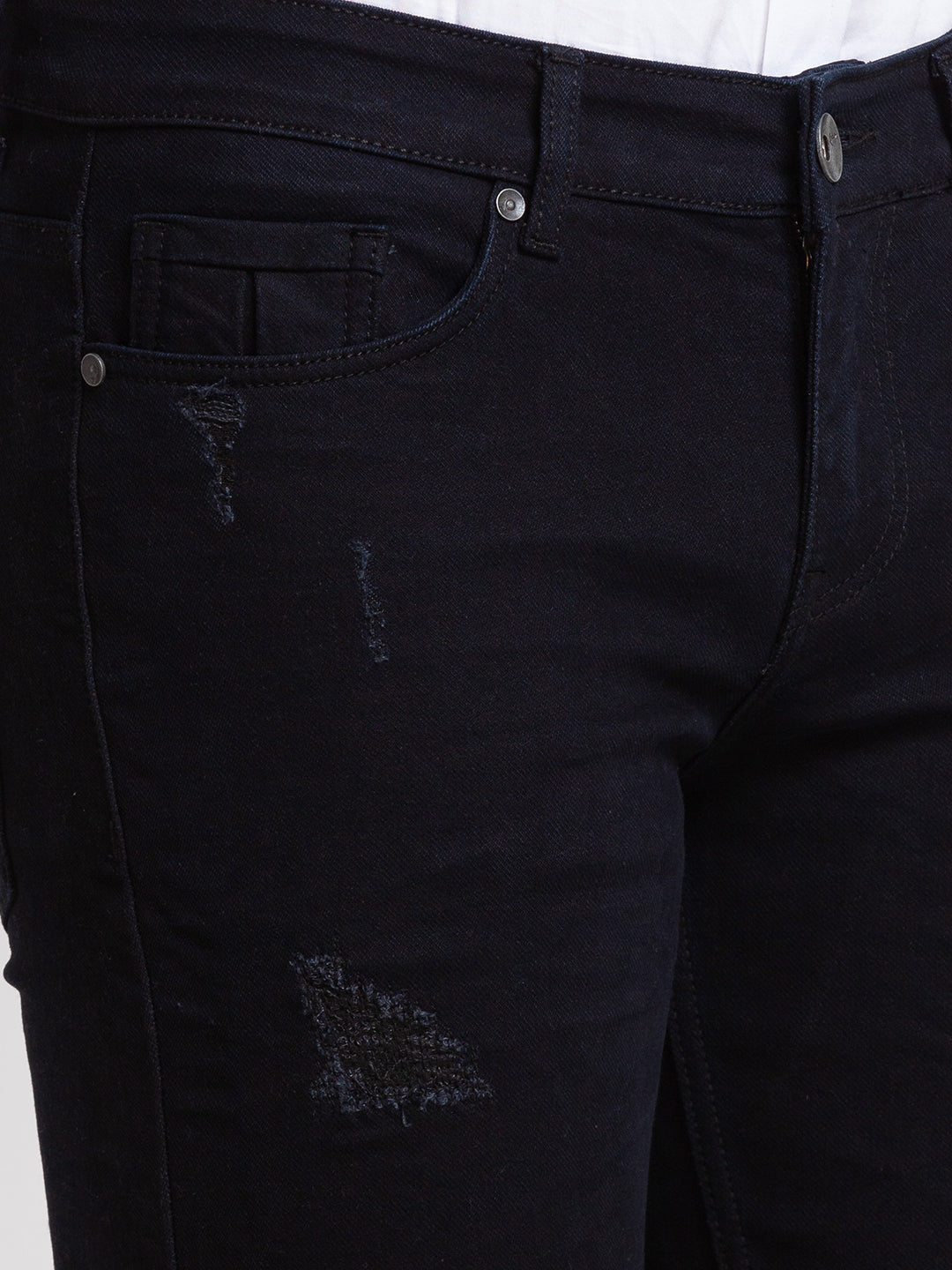 Midnight Blue Distressed Bootcut Jeans for Men