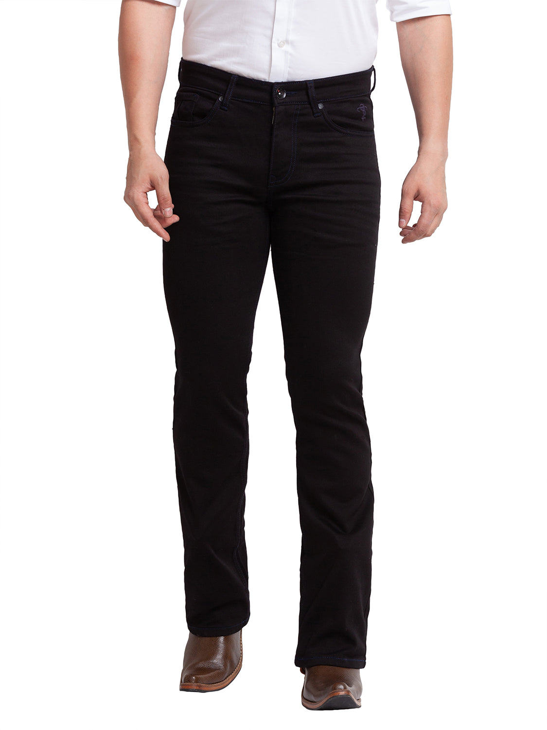 Black Clean Look Bootcut Jeans for Men