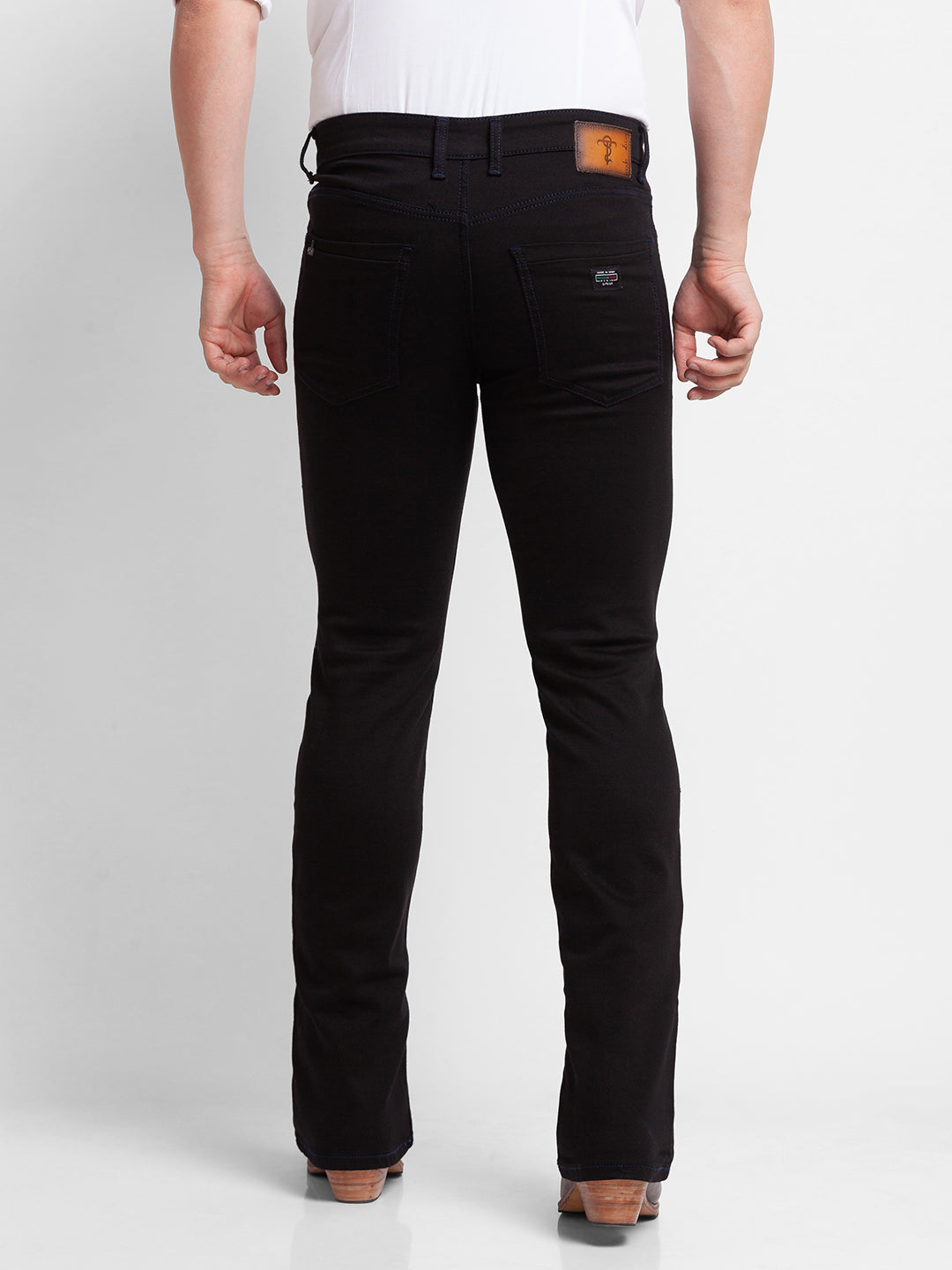 Black Clean Look Bootcut Jeans for Men