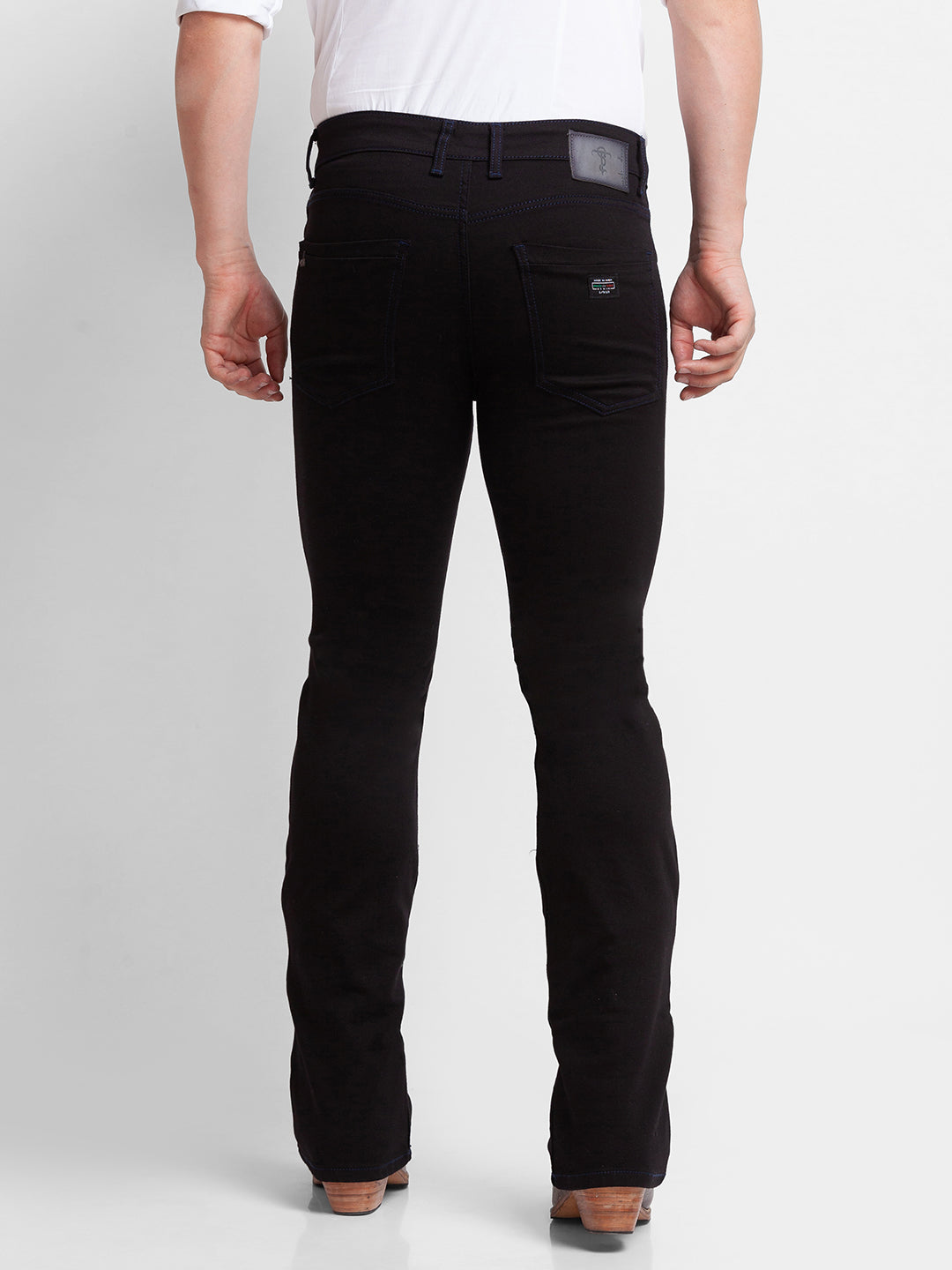 Black Distressed Bootcut Jeans for Men