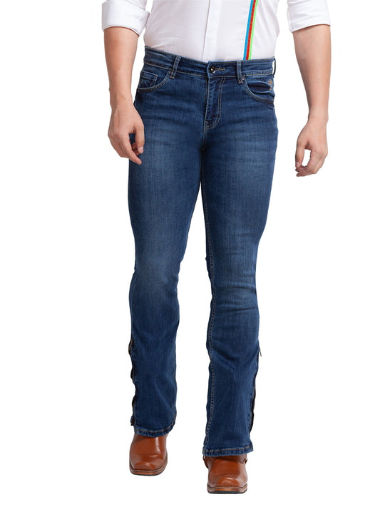 Blue Basic Bootcut Jeans with Zipper