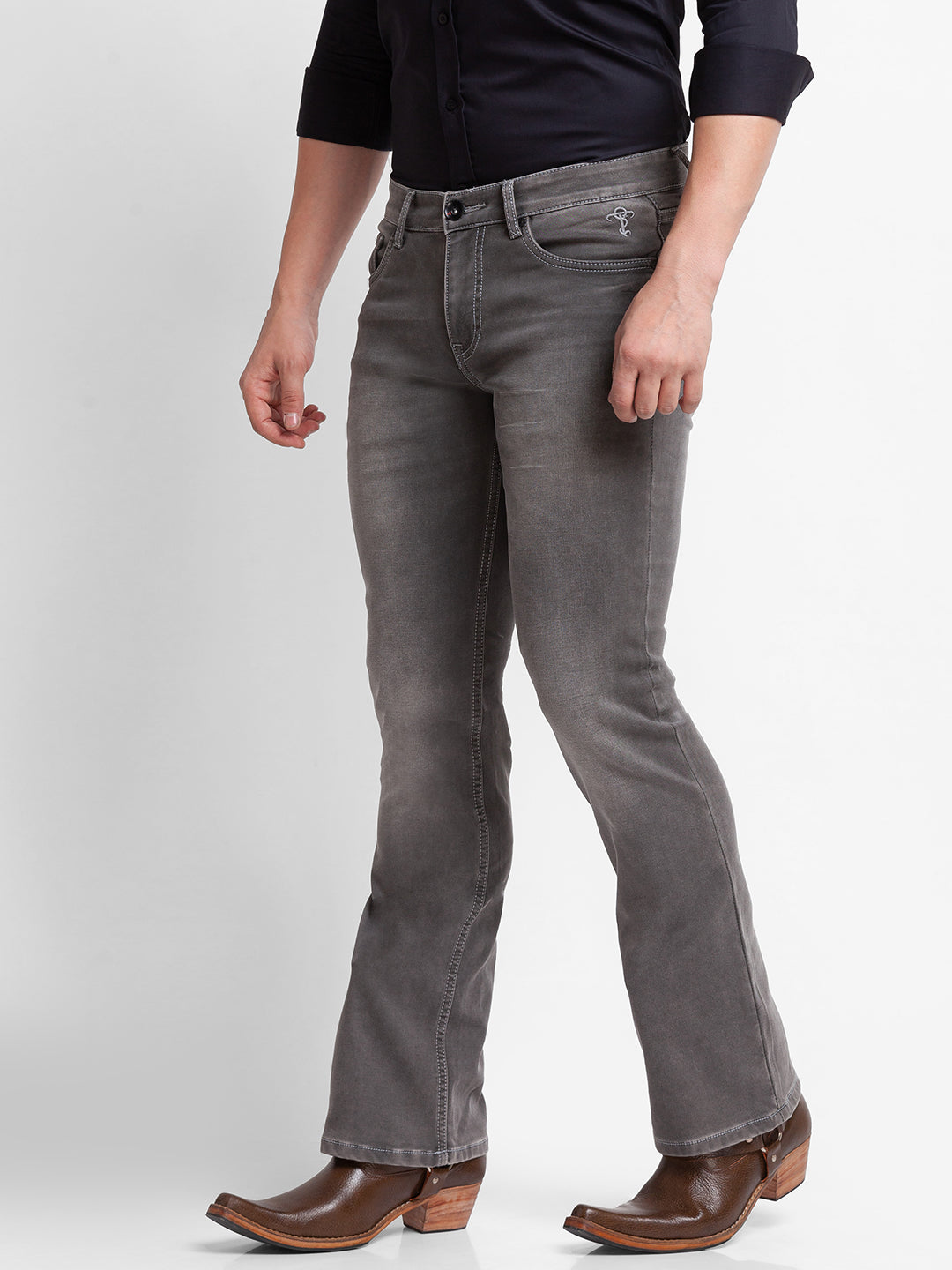 Light Grey Bootcut Jeans for Men