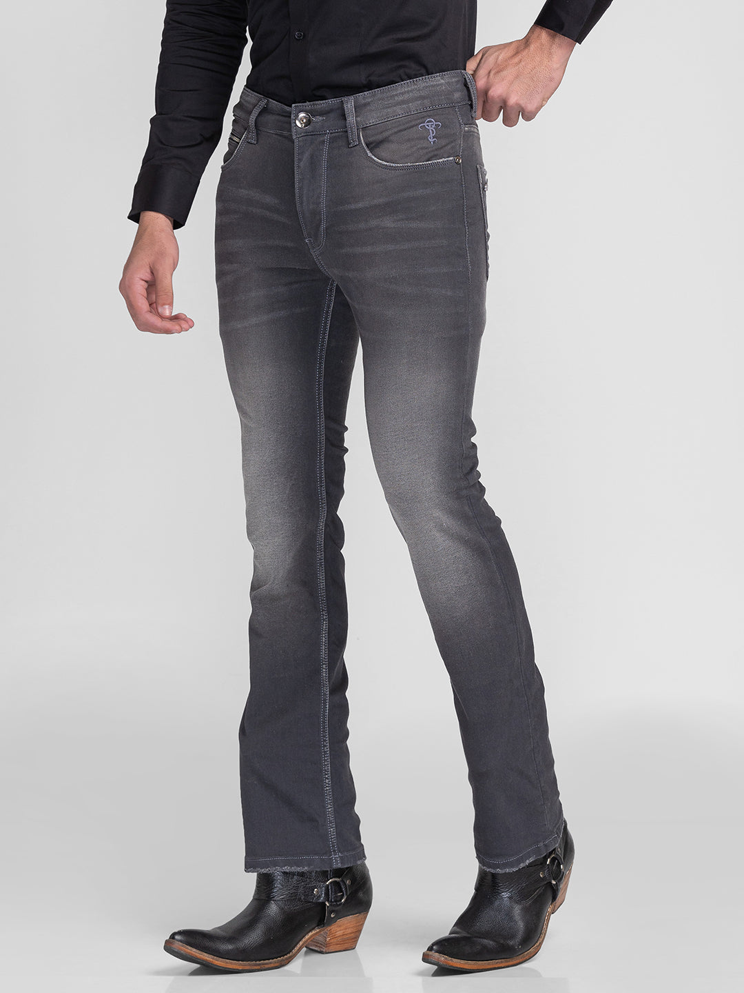 Grey Bootcut Jeans for Men