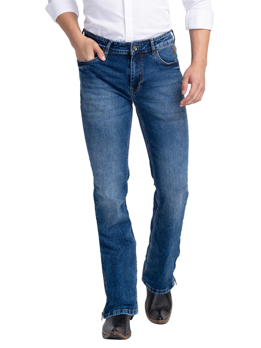 Blue Clean Bootcut Jeans with Zipper Bottom
