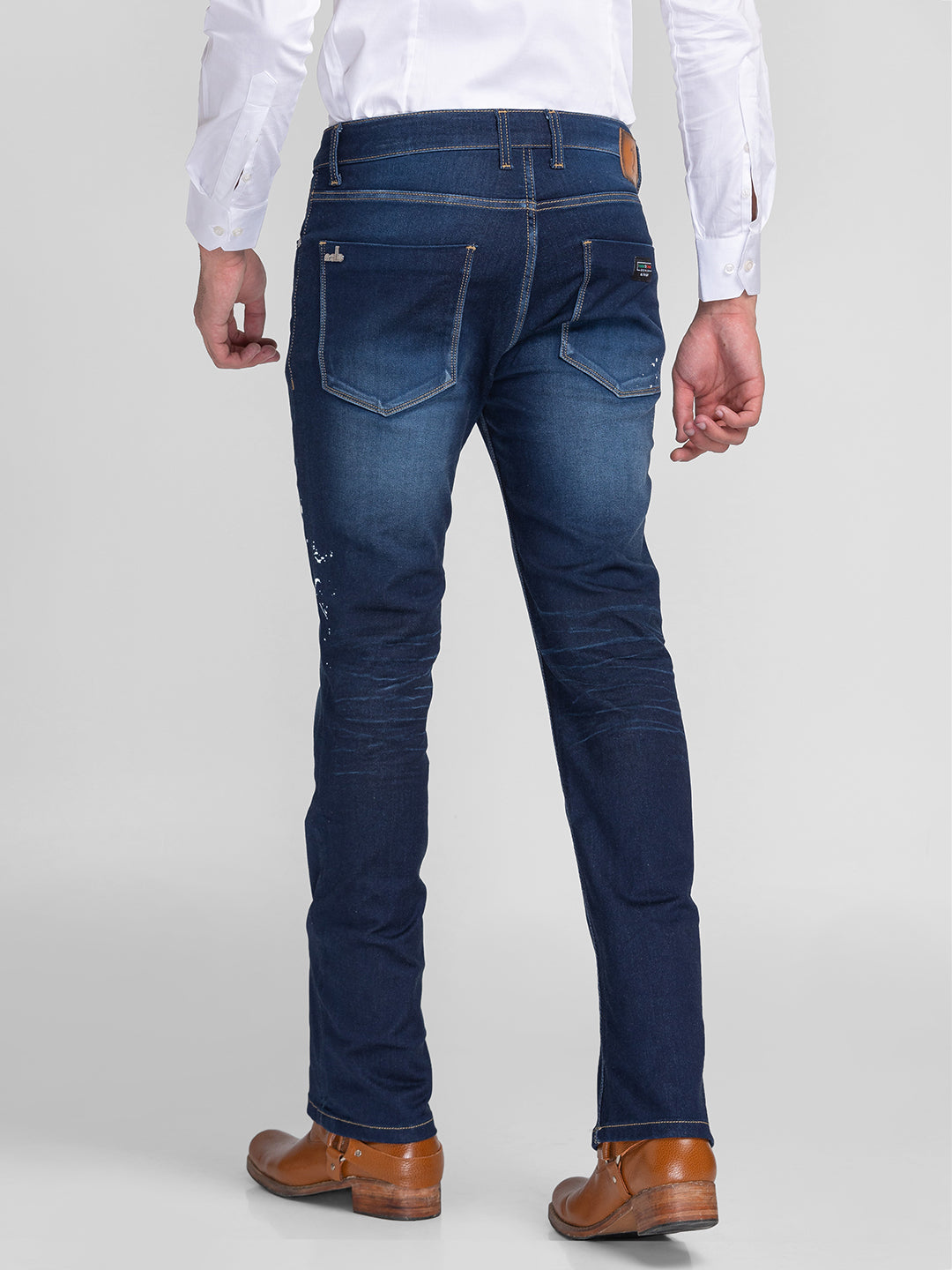 Dark Blue Clean Bootcut Jeans for Men