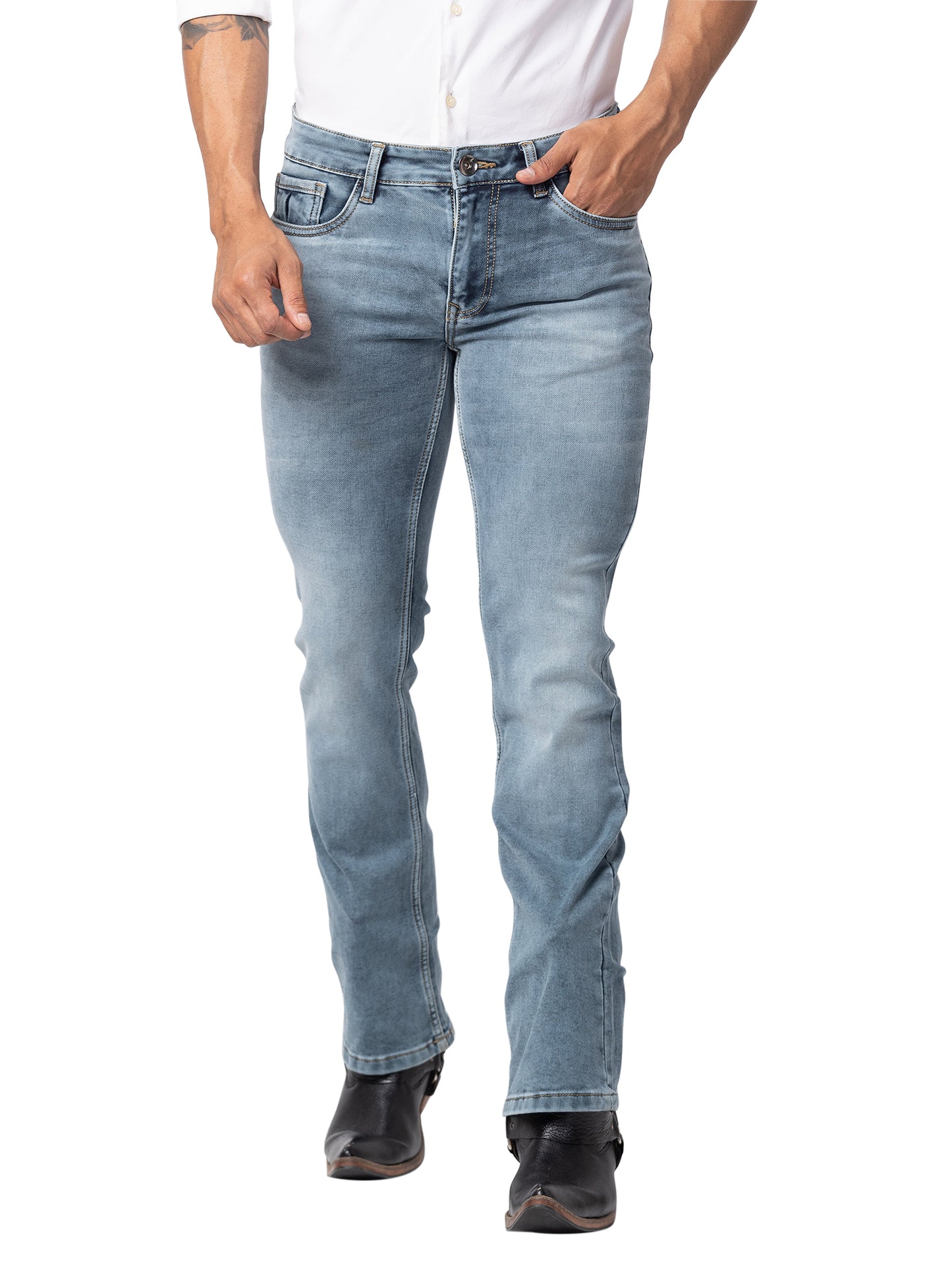 Medium Stone Bootcut Jeans for Men