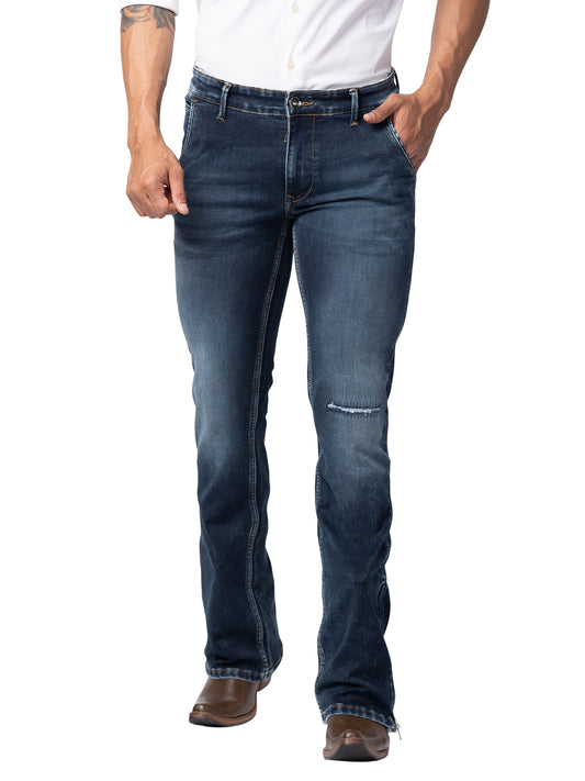 Dark Indigo Bootcut Jeans with Zipper Bottom