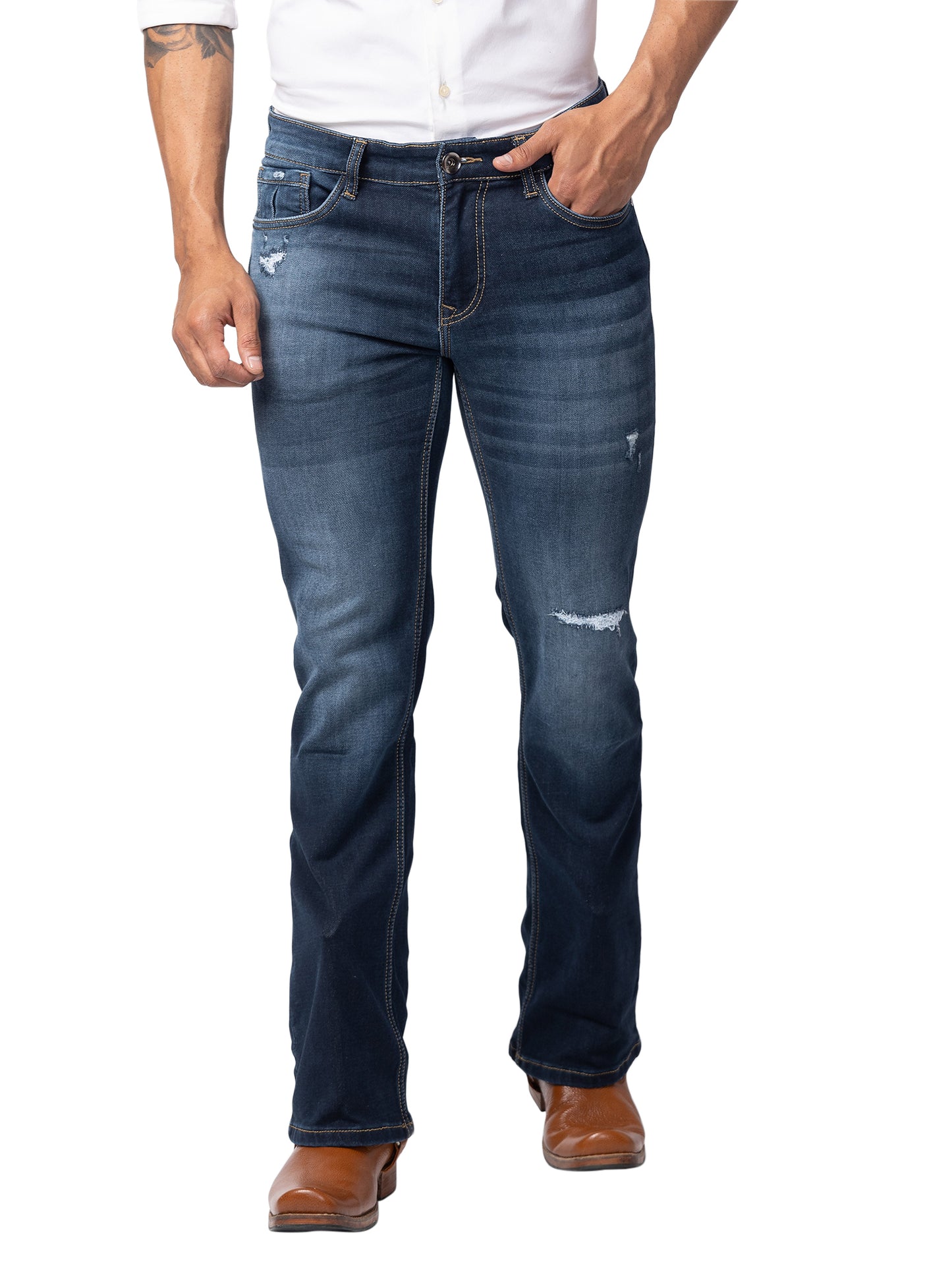 Indigo Grey Bootcut Jeans for Men