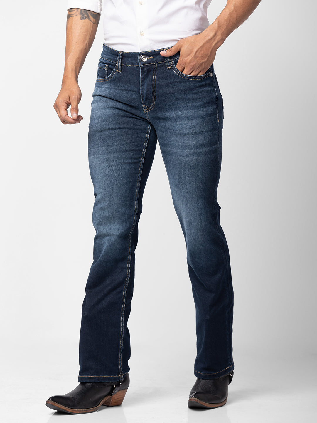 Indigo Grey Bootcut Jeans for Men