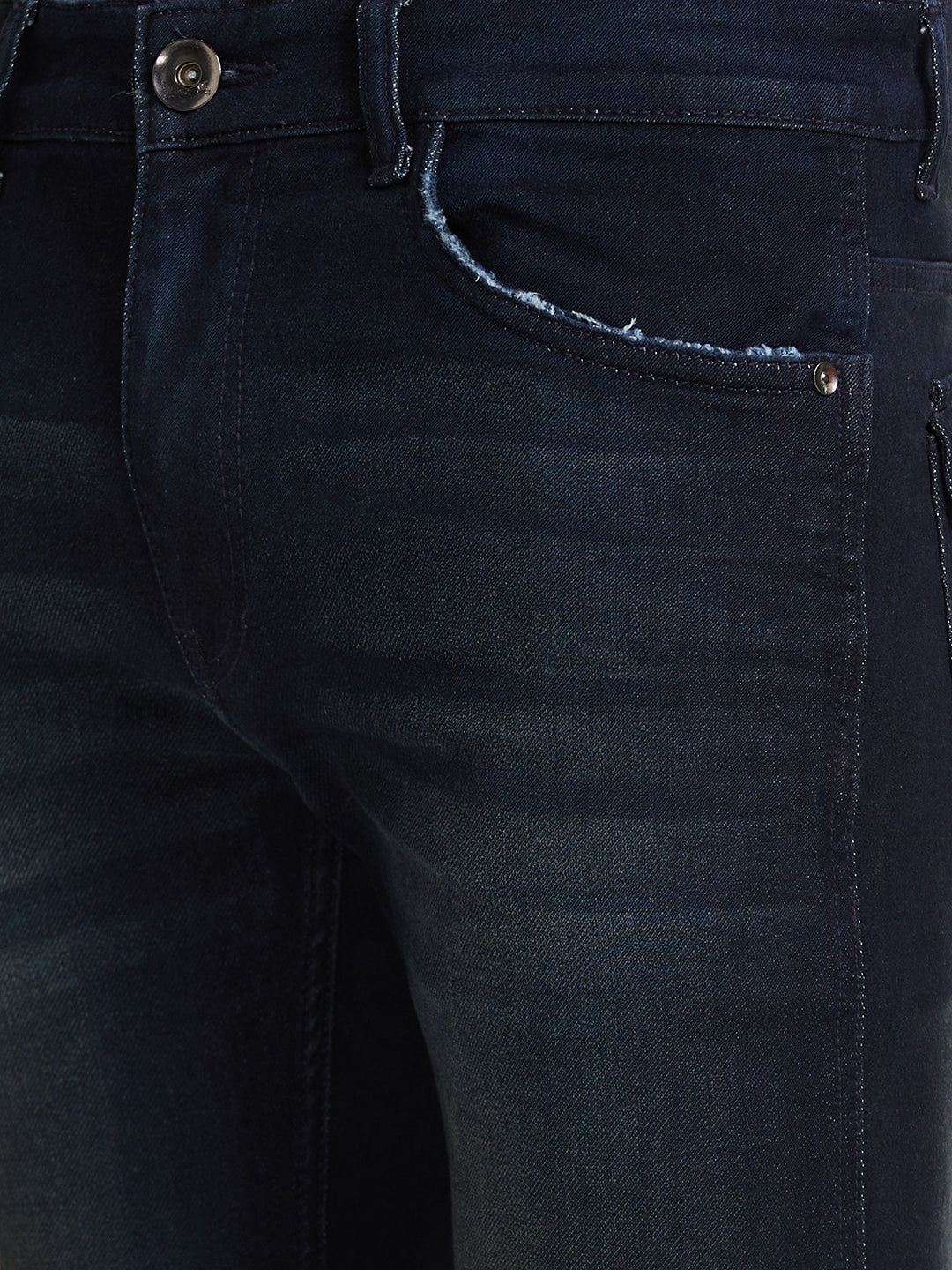 Dark Indigo Bootcut Jeans with Buttoned Bottom