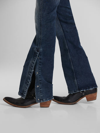 Light Indigo Bootcut Jeans with Buttoned Bottom