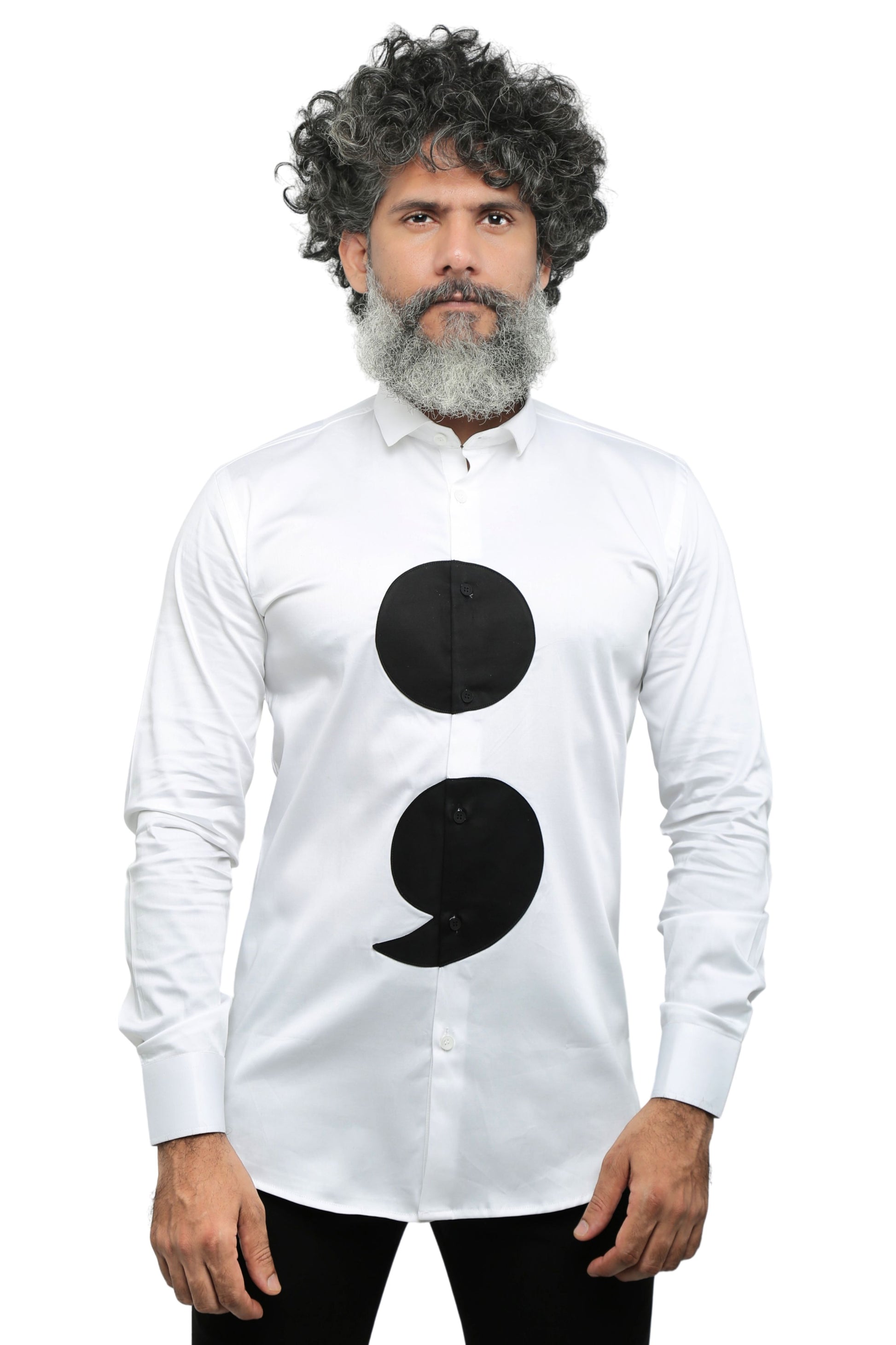 White Semi-Colon Casual Shirt