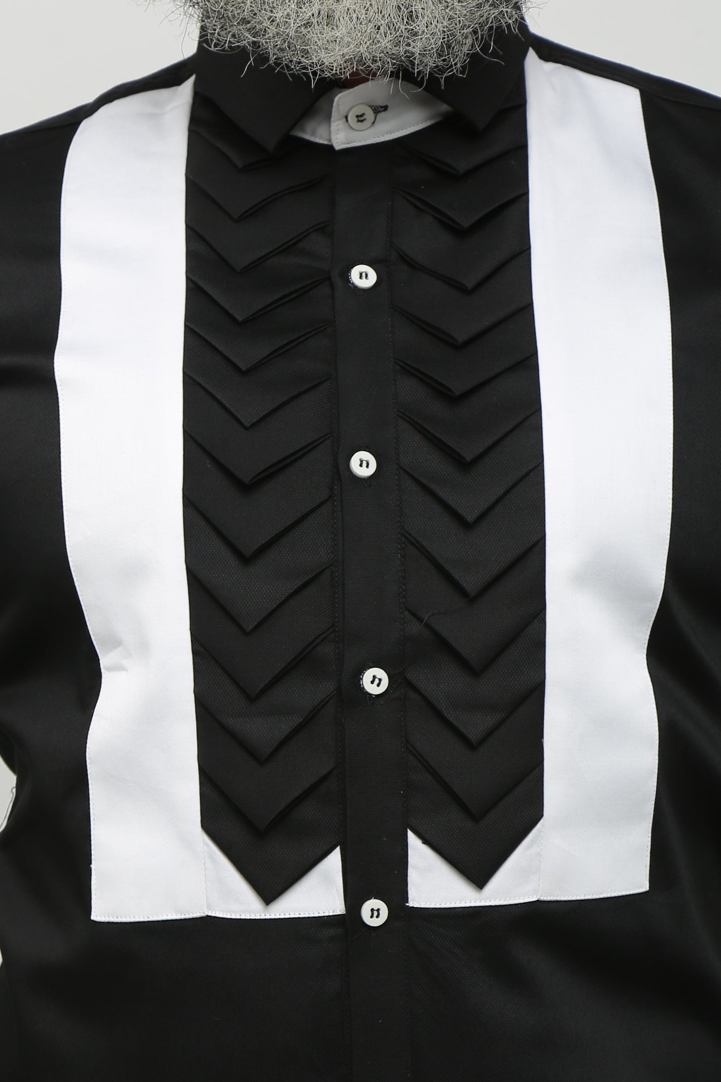 Black Formal Shirt with Pintex Front