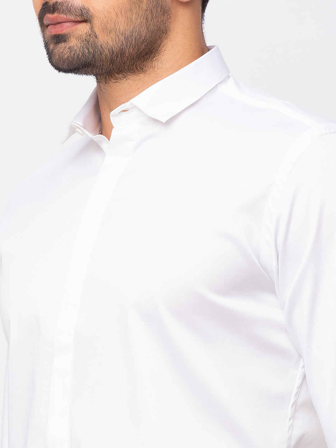 White Formal Shirt with Concealed Buttons