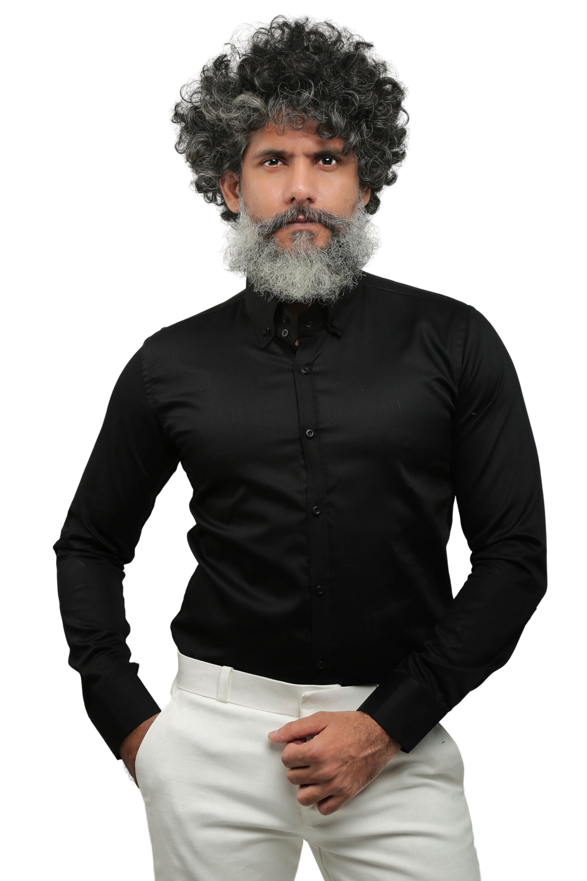 Black Formal Shirt with Button Down Collar