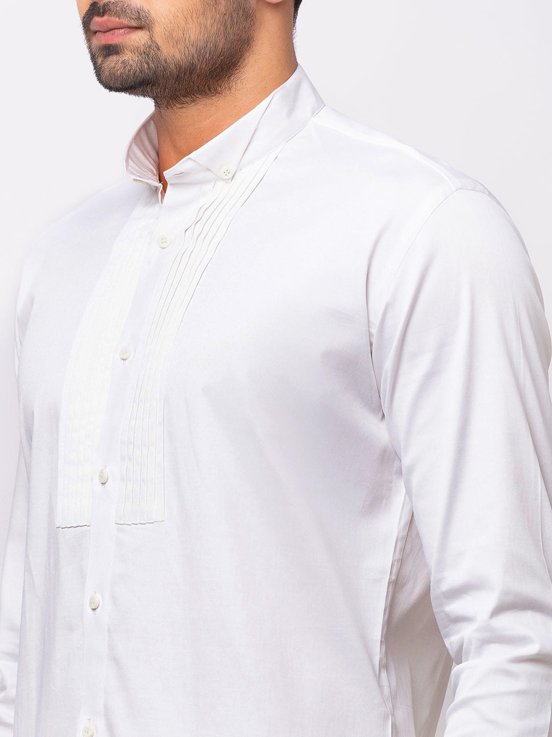 White Tuxedo Style Shirt with Wing Tip Collar