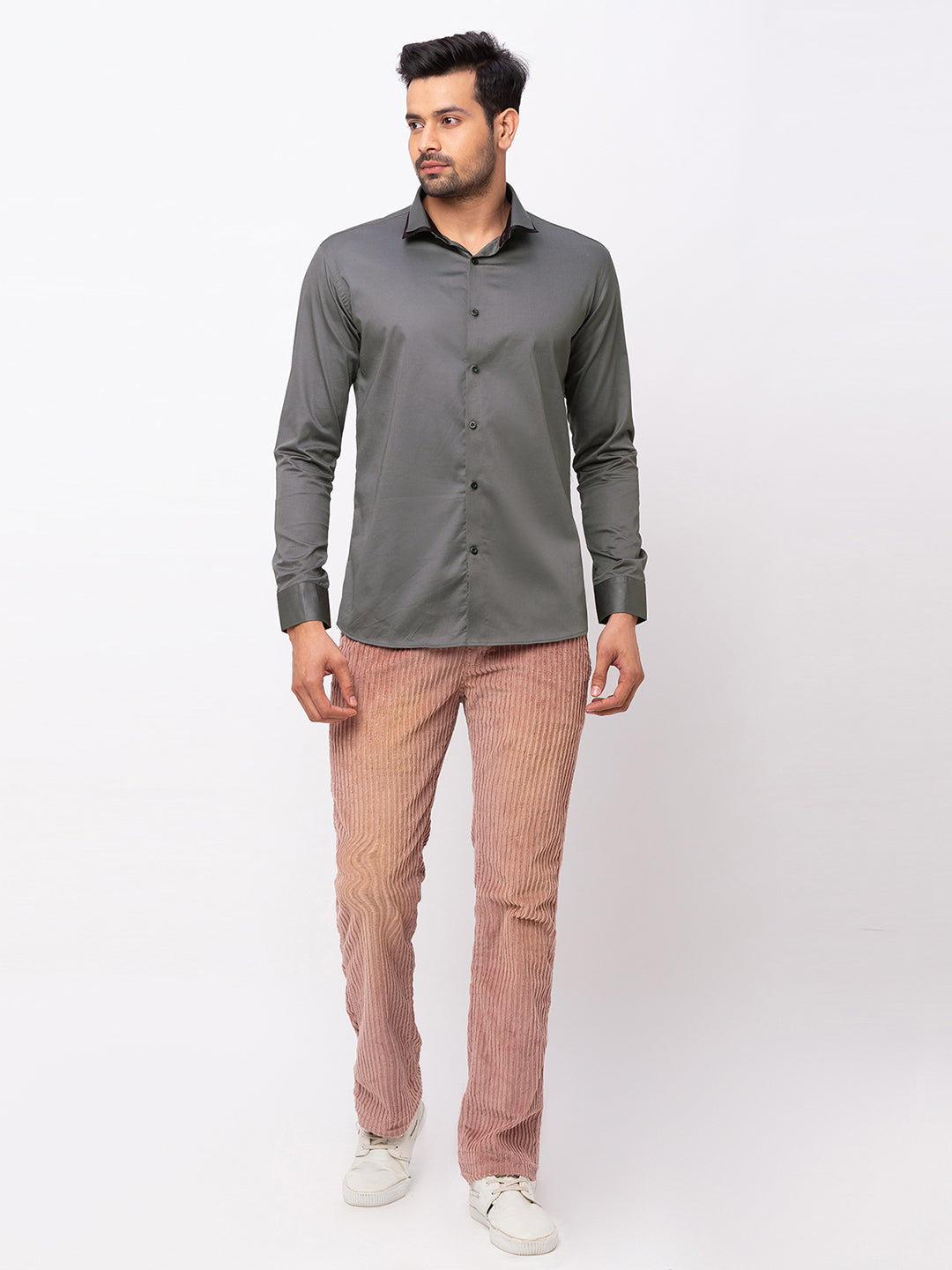 Grey Double Collared Casual Shirt