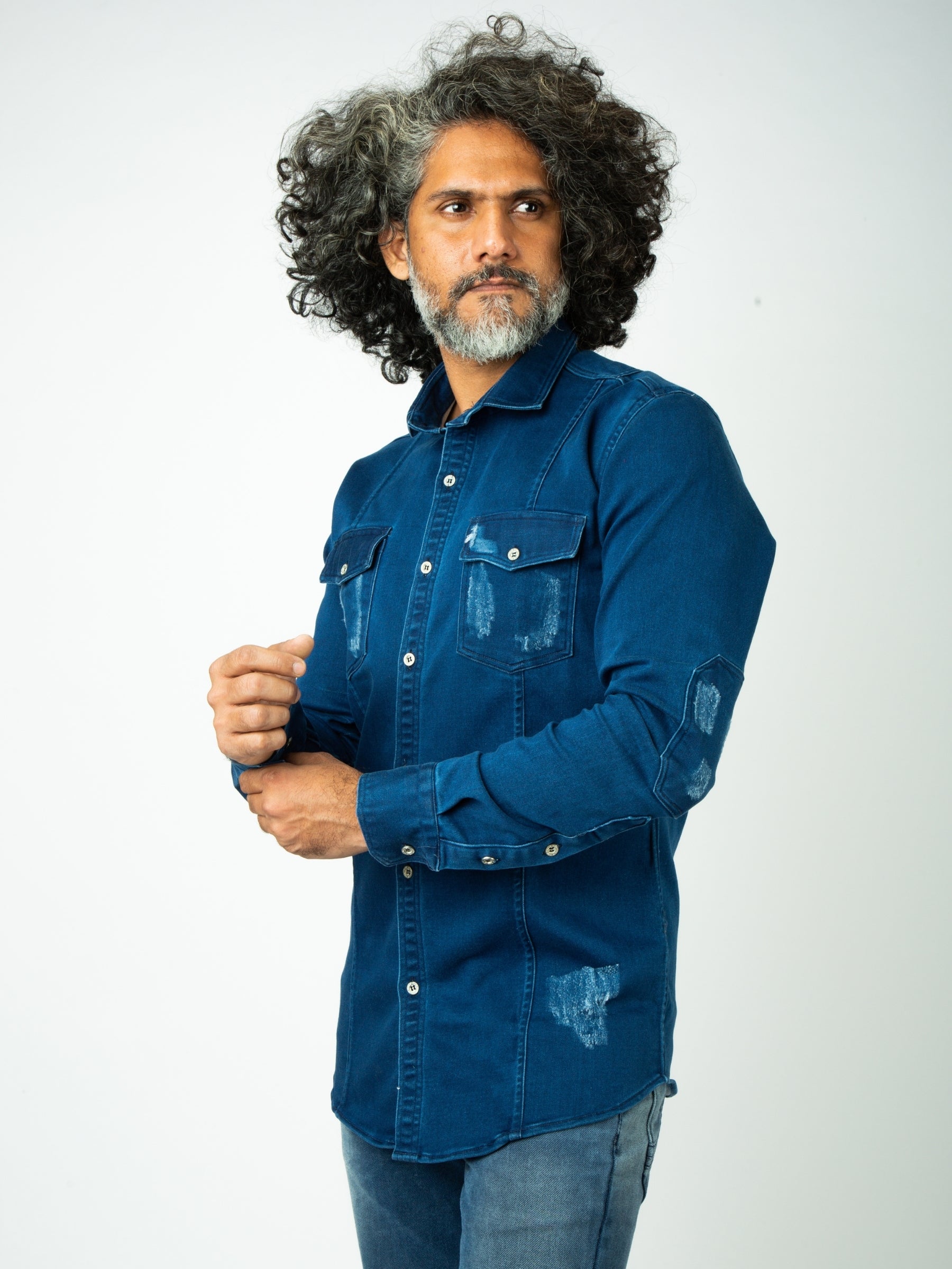 Dark Blue Denim Shirt  Mode De Base Italie