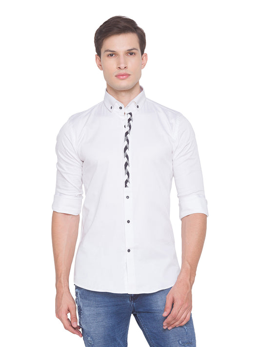 White Twisted Placket Shirt