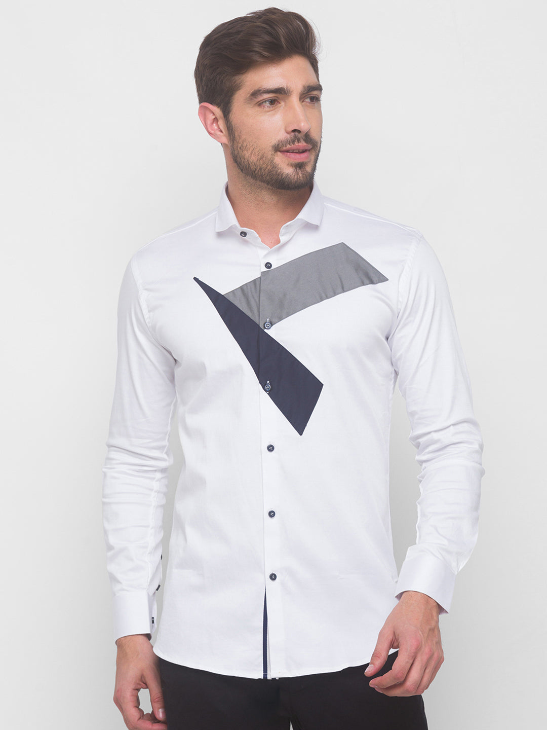 White Color Block Shirt