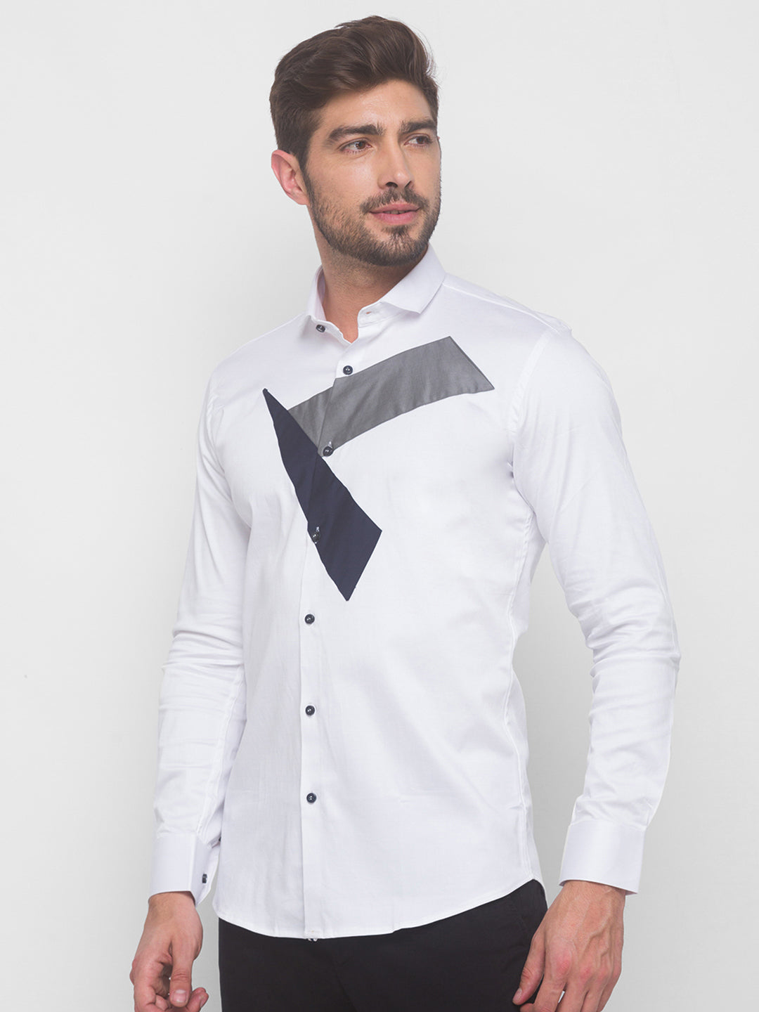 White Color Block Shirt