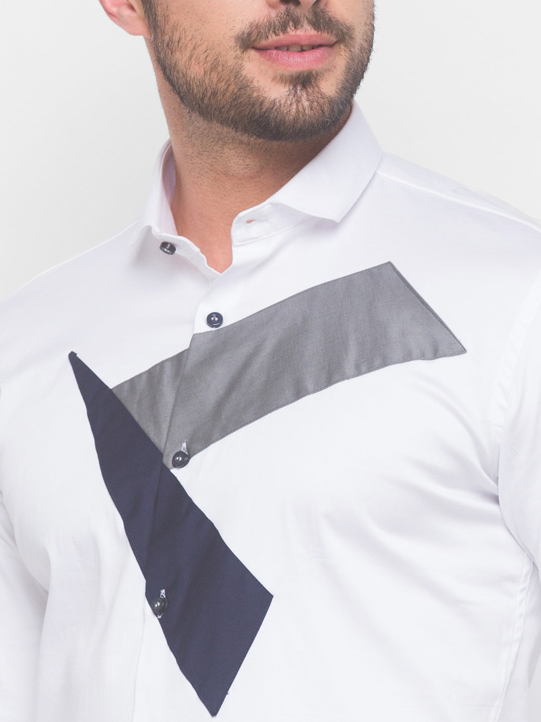 White Color Block Shirt