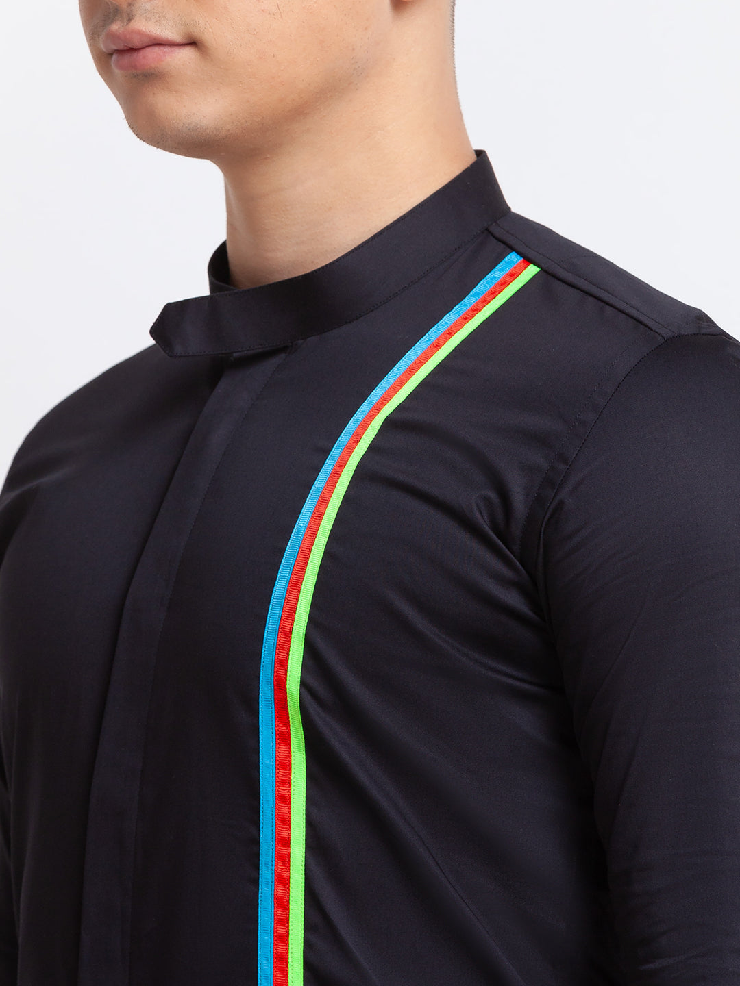 Black Casual Shirt with Neon Tape