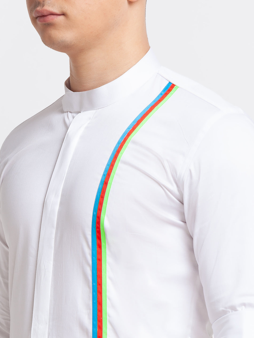 White Casual Shirt with Neon Tape