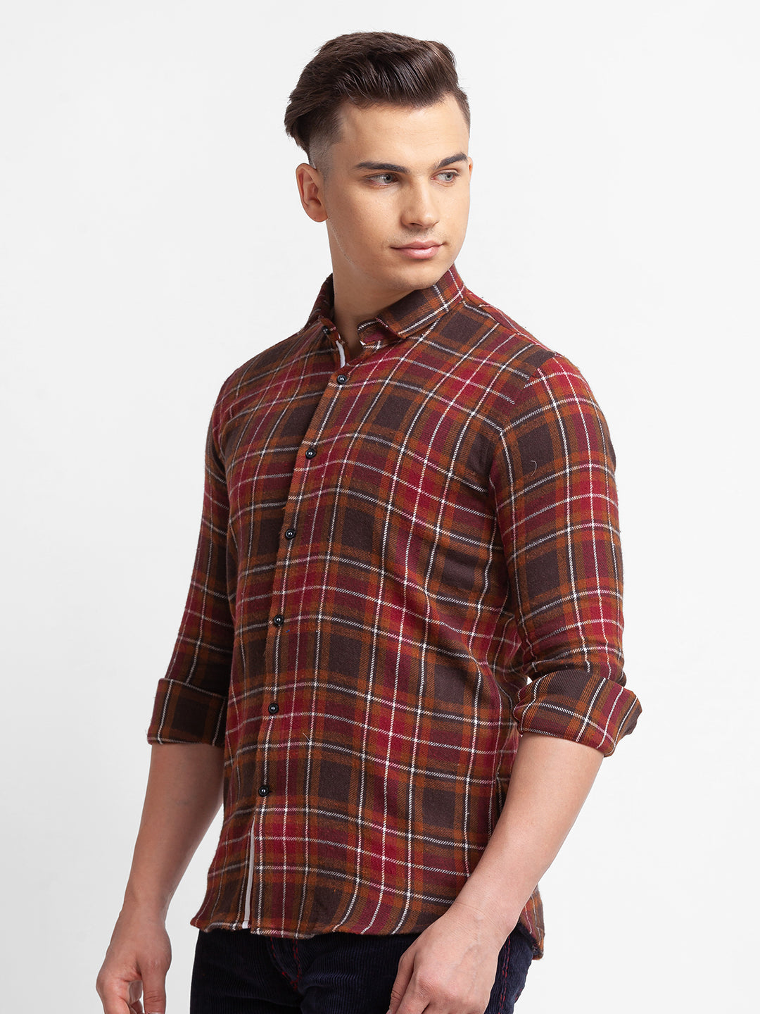 Red Brown Checkered Casual Shirt
