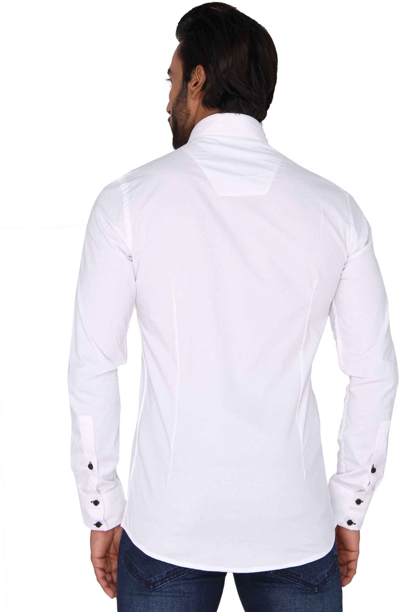 White Semi-formal Shirt with Button down Collar
