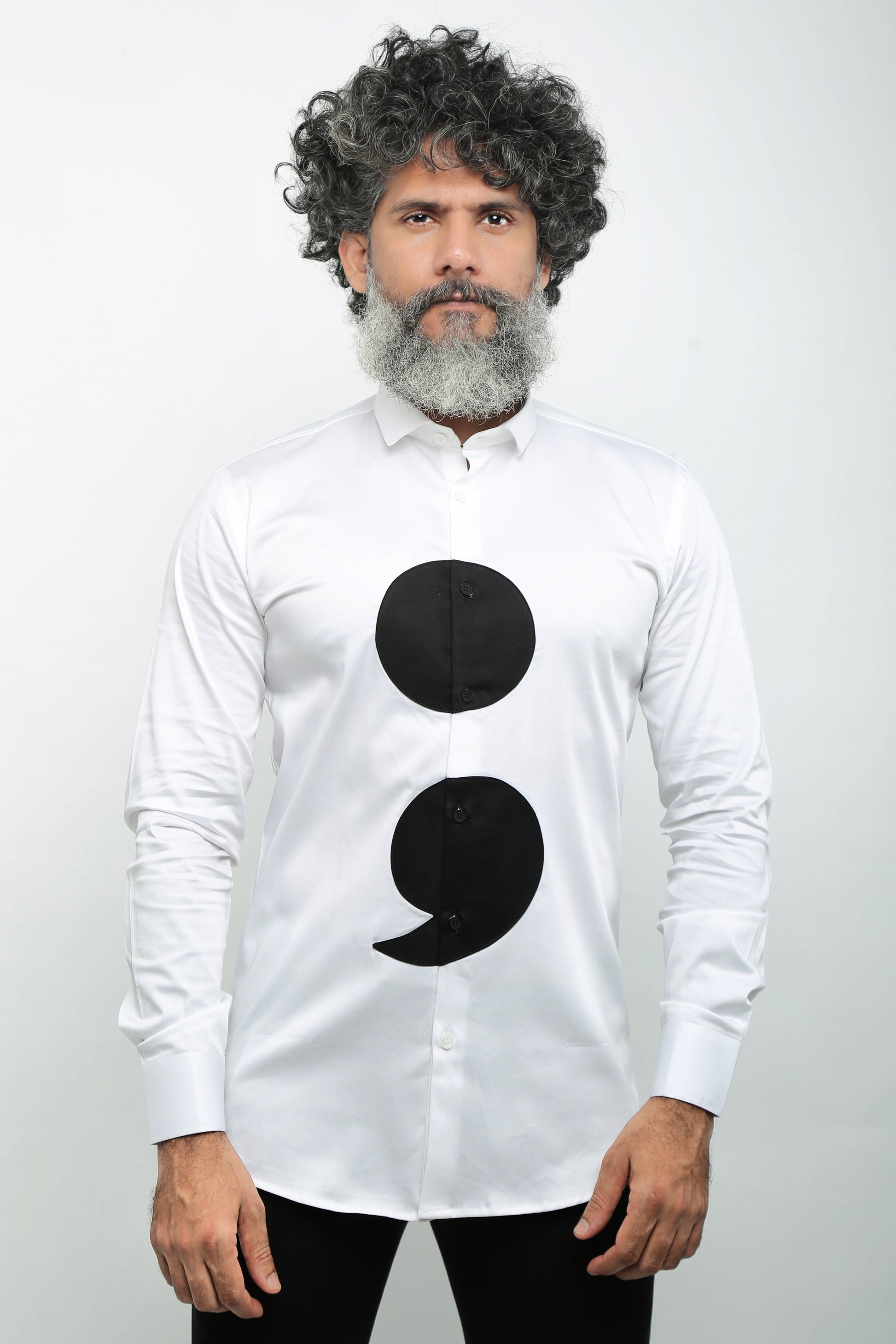 White Semi-Colon Casual Shirt